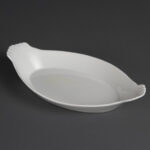Olympia Whiteware ovale Gratinschalen weiß 32 x 17,7cm (6 Stück)