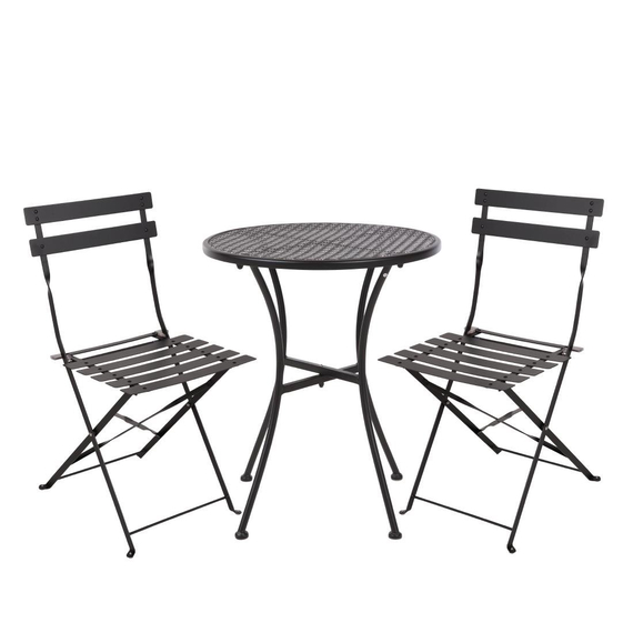 download_1p0v-a3.jpg Bolero Steel Outdoor Dining Set Schwarz Tisch und zwei Stuehle – Bild 1