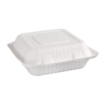 Fiesta Compostable kompostierbare Menüboxen aus Bagasse mit Klappdeckel 23,6cm (200 Stück) – Bild 2