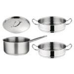 Vogue Kochen wie die Profis Set mit 5L Stieltopf und 2x Dampfgareinsatz – Bild 3