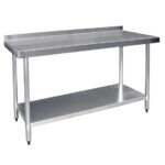 Vogue Edelstahl Arbeitstisch mit Aufkantung und Regalboden 180 x 60cm – Bild 4