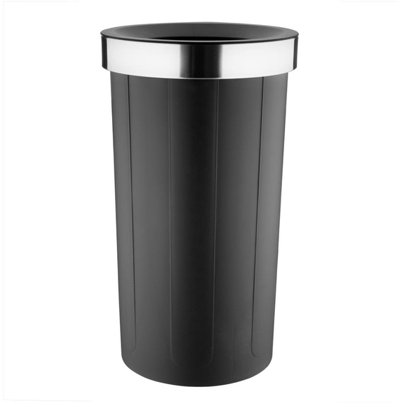 download_2uzv-60.jpg Bolero Runder schwarzer Mülleimer mit offenem Deckel 60Ltr – Bild 1