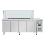 Polar U-Serie Premium Viertürige Saladette Thekenkühlschrank mit Schutz – Bild 4