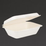 Fiesta Compostable kompostierbare Zuckerrohr Klappdeckelbehälter 18,2cm (250 Stück)