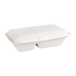 Fiesta Compostable kompostierbare Menüboxen aus Bagasse mit Klappdeckel weiß 2-geteilt (200 Stück) – Bild 4