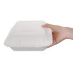 Fiesta Compostable kompostierbare Menüboxen aus Bagasse mit Klappdeckel 3-geteilt (200 Stück) – Bild 2