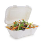 Vegware kompostierbare Einweg Menüboxen mit Klappdeckel aus Bagasse 22,8cm (200 Stück) – Bild 6