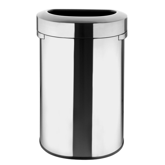 download_4xwq-0k.jpg Bolero 'D' Form Gebürsteter Stahl Mülleimer mit offenem Deckel 86Ltr – Bild 1