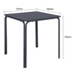 Bolero Adeline Stahl quadratischer Tisch 700mm Schieferblau – Bild 4