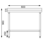 Vogue Edelstahl Arbeitstisch mit Aufkantung und Regalboden 60 x 60cm – Bild 6