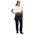 Southside kurze Bistroschürze Denim blau mit hellbraunen Bändern – Bild 3