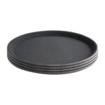 Olympia Kristallon Fiberglas Runde Rutschfeste Tablett Schwarz 406mm – Bild 2