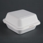 Fiesta Compostable kompostierbare Zuckerrohr Burgerboxen 15,3cm (500 Stück) – Bild 2