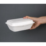 Fiesta Compostable kompostierbare Zuckerrohr Klappdeckelbehälter 18,2cm (250 Stück) – Bild 5
