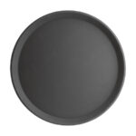 Olympia Kristallon Fiberglas Runde Rutschfeste Tablett Schwarz 406mm