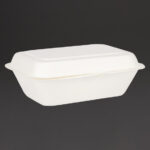 Fiesta Compostable kompostierbare Zuckerrohr Klappdeckelbehälter 18,2cm (250 Stück) – Bild 3