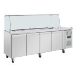 Polar U-Serie Premium Viertürige Saladette Thekenkühlschrank mit Schutz