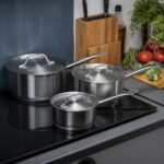 Vogue Kochen wie die Profis Set von 3x Stieltöpfen aus Edelstahl – Bild 4