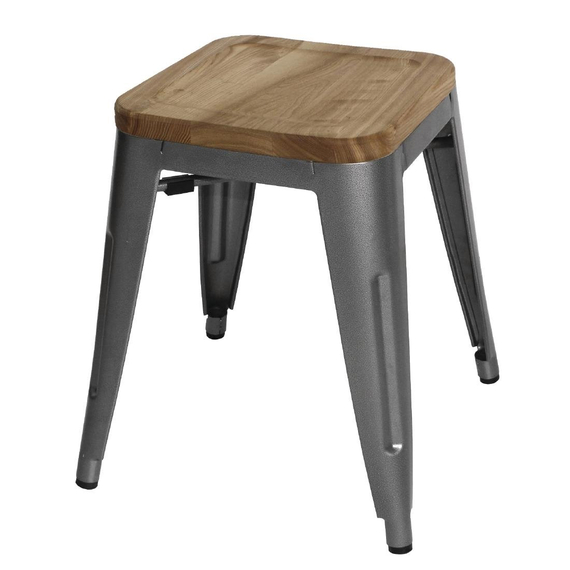 download_ai6w-uf.jpg Bolero Bistro Stahlhocker mit Holzsitz - grau (4 Stück) – Bild 1