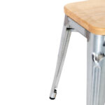 Bolero Bistro Stuhl aus verzinktem Stahl mit Holzsitz (4 Stück) – Bild 4