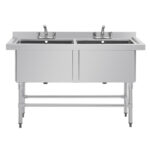Vogue tiefer Spültisch Doppelbecken 141cm lang