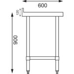 Vogue Edelstahl Arbeitstisch mit Aufkantung und Regalboden 60 x 60cm – Bild 8