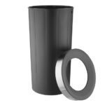 Bolero Runder schwarzer Mülleimer mit offenem Deckel 60Ltr – Bild 4
