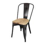Bolero Bistro Beistellstuhl Schwarz mit Holzsitzauflage (4 Stück) – Bild 2