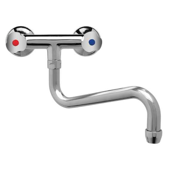 download_dauj-ox.jpg Gastro M professioneller Duoblock Mischhahn zur Wandmontage mit Drehknöpfen und tiefem Auslauf 25cm – Bild 1