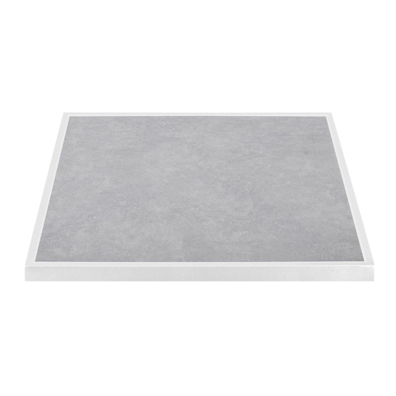 download_djm6-mj.jpg Bolero Hellgrauer Steineffekt-Tisch aus gehärtetem Glas für den Außenbereich, weiße Zierleiste, 700 mm – Bild 1