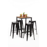 Bolero quadratischer Stahl und Akazienholz Bartisch 60cm – Bild 10