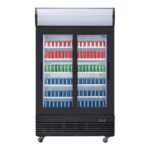 Polar G-Serie Kühlvitrinenmit mit Schiebetüren und Leuchtkasten 950Ltr Schwarz – Bild 5