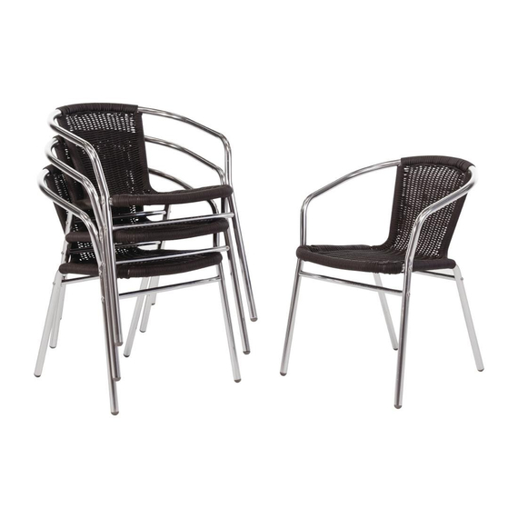 download_ebeq-nn.jpg Bolero Rattanstühle mit Armlehne in Aluminiumdesign schwarz (4 Stück) – Bild 1
