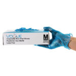 VORTEILSPACKUNG x5 Vinyl Einmalhandschuhe blau gepudert M mit GRATIS Halterung (500 Stück) – Bild 3