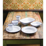 Olympia rechteckige Speiseschale weiß-blau 13,5 x 18cm (6 Stück) – Bild 7