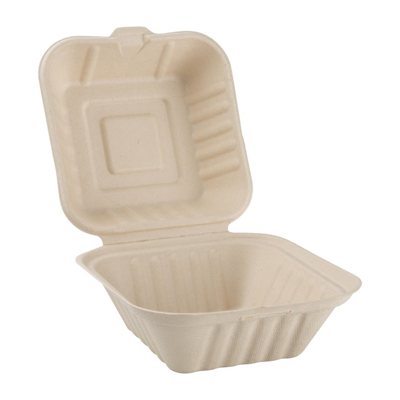 download_ftos-cu.jpg Fiesta Compostable kompostierbare Burgerboxen aus Bagasse 15,2cm (500 Stück) – Bild 1
