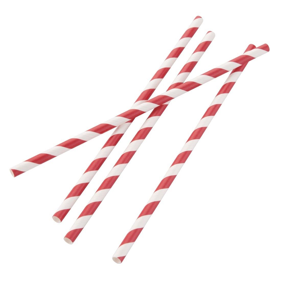 download_g6pv-h9.jpg Fiesta Compostable kompostierbare einzeln verpackte Papierstrohhalme 21cm rot-weiß (250 Stück) – Bild 1