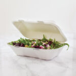 Vegware kompostierbare Einweg Menüboxen mit Klappdeckel aus Bagasse 22,8cm (200 Stück) – Bild 7
