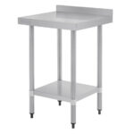 Vogue Edelstahl Arbeitstisch mit Aufkantung und Regalboden 60 x 60cm – Bild 4