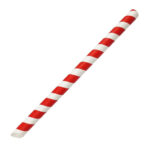 Fiesta Kompostierbarer Bubble Tea Strohhalm Rot & Weiß 12x210mm (150 Stück)