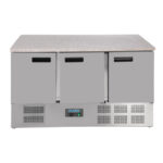 Polar Serie G Thekenkühltisch mit Marmorarbeitsfläche 3-türig 368Ltr