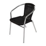 Bolero Rattanstühle mit Armlehne in Aluminiumdesign schwarz (4 Stück) – Bild 2