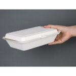 Fiesta Compostable kompostierbare Zuckerrohr Klappdeckelbehälter 24,8cm (250 Stück) – Bild 4