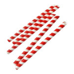 Fiesta Kompostierbarer Bubble Tea Strohhalm Rot & Weiß 12x210mm (150 Stück) – Bild 2