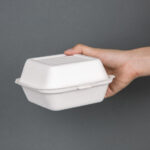 Fiesta Compostable kompostierbare Zuckerrohr Burgerboxen 15,3cm (500 Stück) – Bild 5