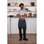 Southside kurze Bistroschürze Denim blau mit hellbraunen Bändern – Bild 5