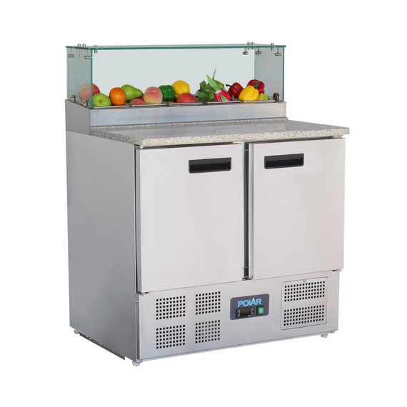 download_lwic-8n.jpg Polar G-Serie 2-türige Pizzakühltheke mit Kühlvitrine 256L – Bild 1