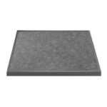 Bolero Black Brushed Mix Outdoor-Tischplatte aus gehärtetem Glas, quadratisch, graue Zierleiste, 700 mm