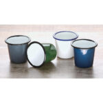 Olympia emaillierte Saucenbecher weiß-blau 11,4cl (6 Stück)