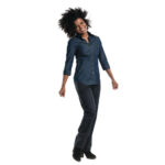 Chaud Devant Damenkochhemd dreiviertelarm blauer Denim XXL